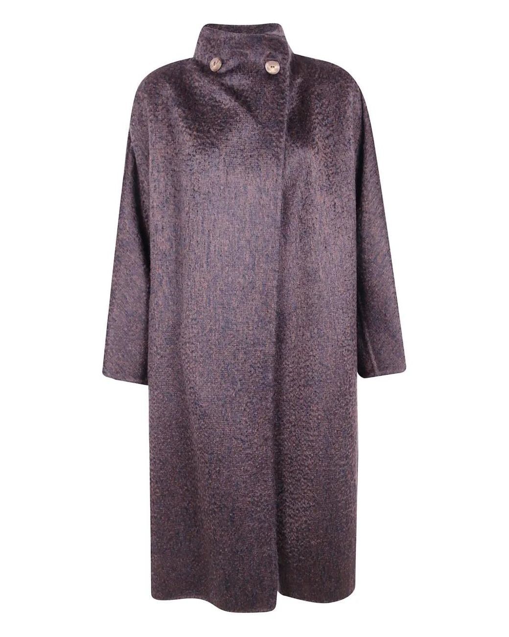 Max Mara Purple Geknöpfter Mantel