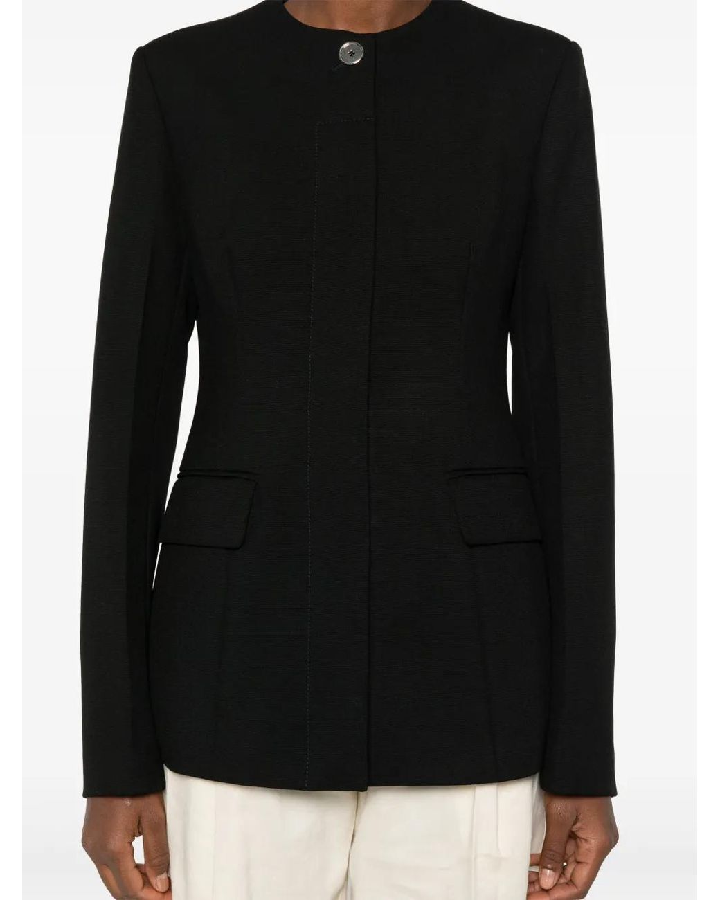 Totême Black Collarless Cinched Jacket