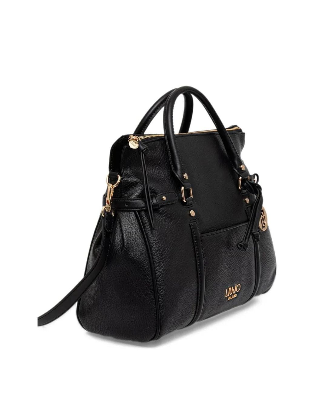 Pebbeld Liu Jo Logo-Plaque Pebbled Tote Bag in Black | Lyst