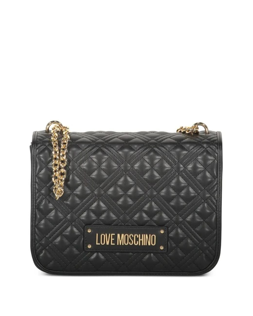 Love Moschino Gray Quilted Chain Shoulder Bag