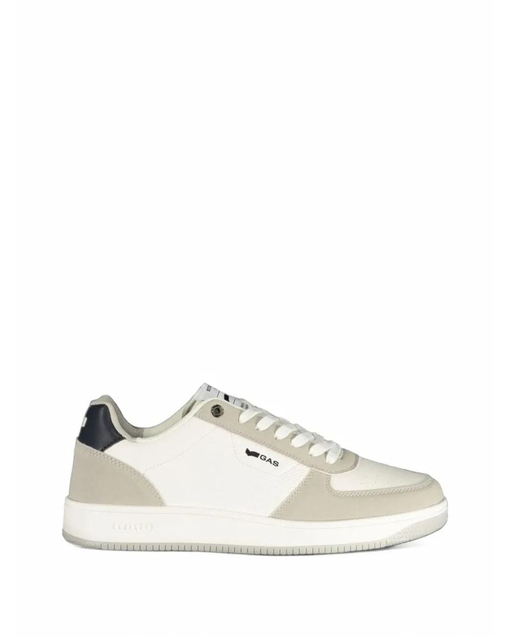 Gas White Panelled Perforated Sneakers for men