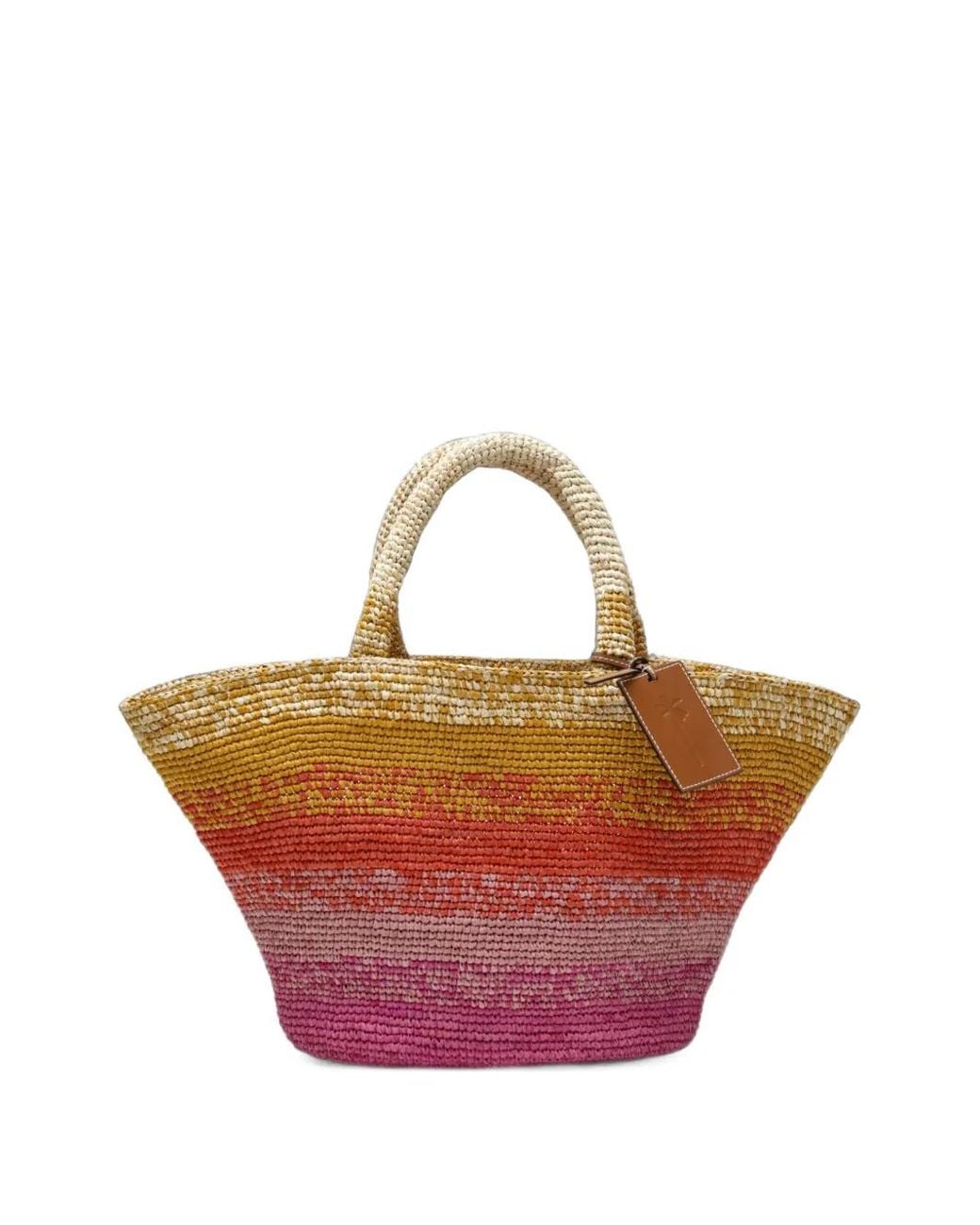 Manebí Pink Sunset Glow Panier Raffia Tote Bag