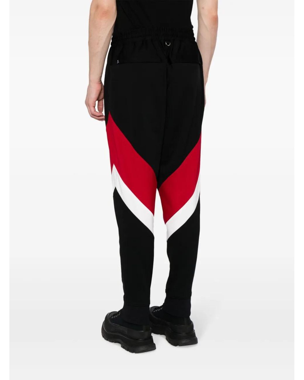 MASTERMIND WORLD Black Logo-Print Stripe-Detailing Track Pants for men