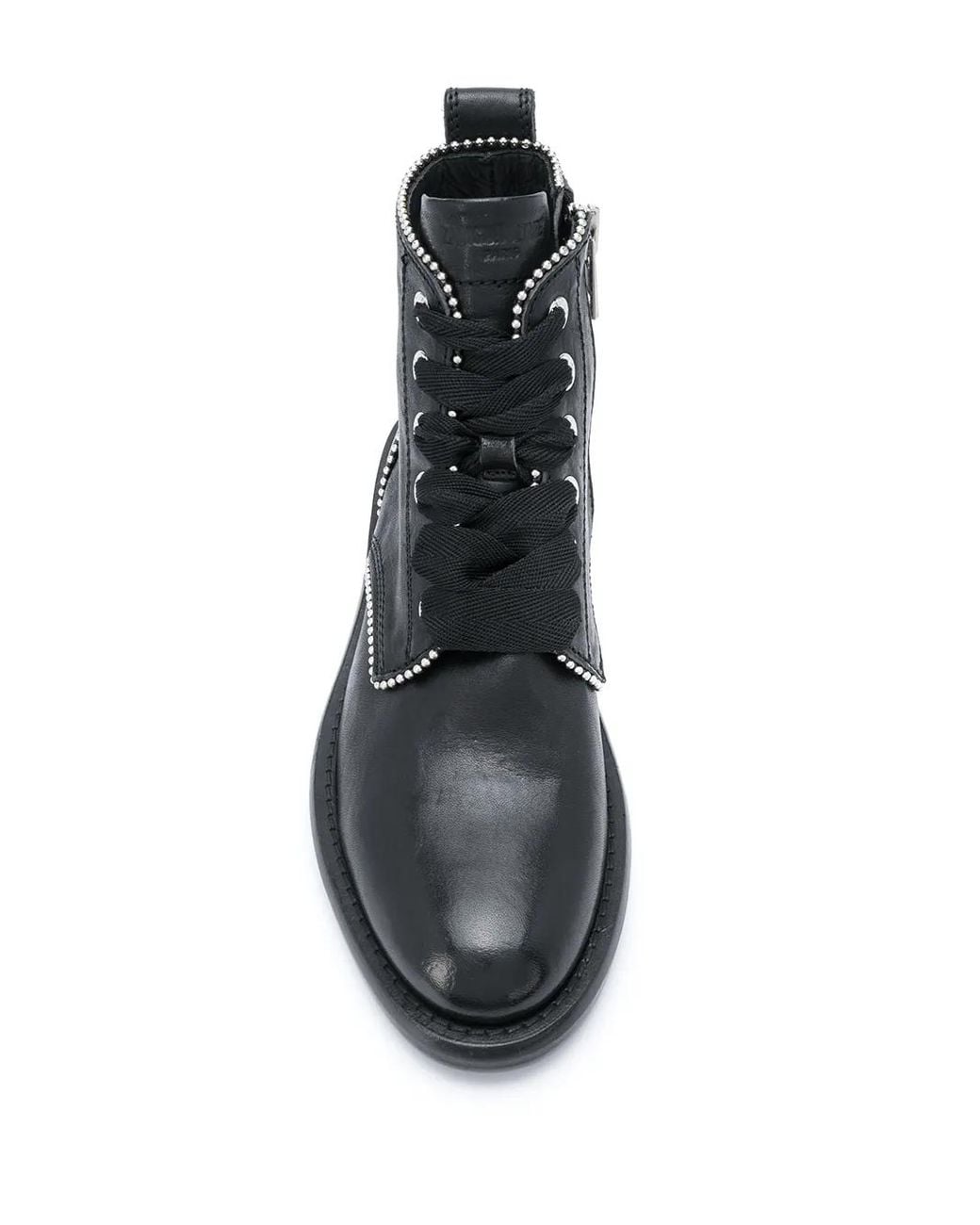 Zadig & Voltaire Black Studded Lace-Up Leather Boots