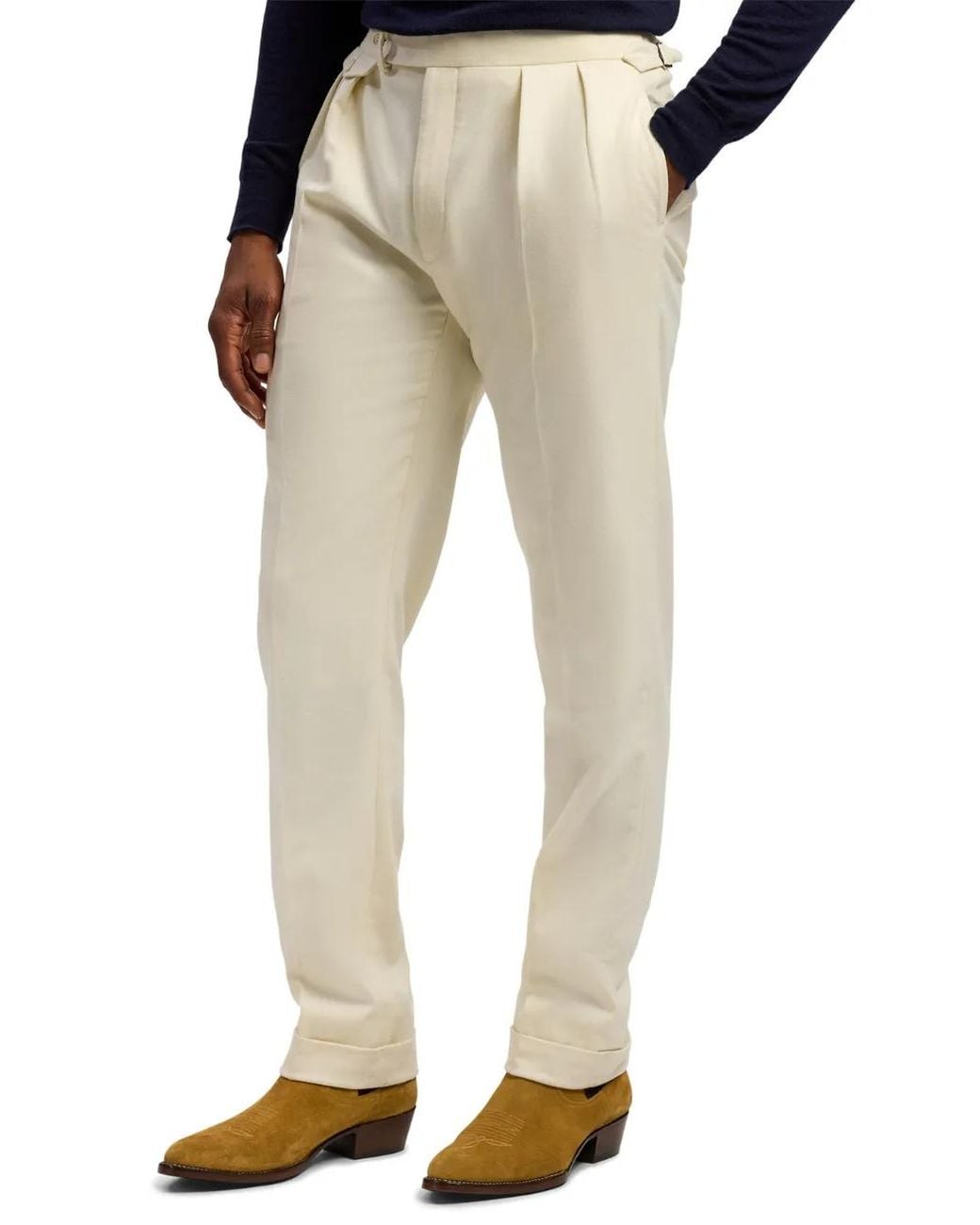 Ralph Lauren Natural Gregory Pleated Wool Trousers for men