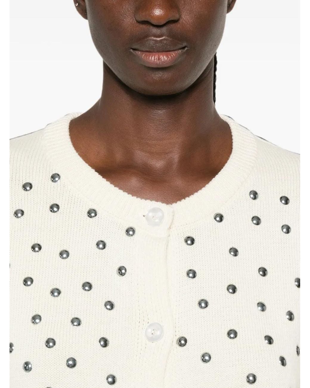 ViCOLO White Stud-Embellished Cardigan