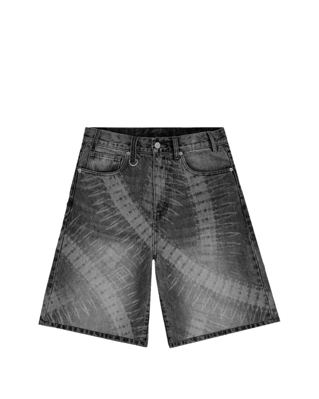 Bravest Studios Gray Bullet Graphic-Print Denim Shorts for men