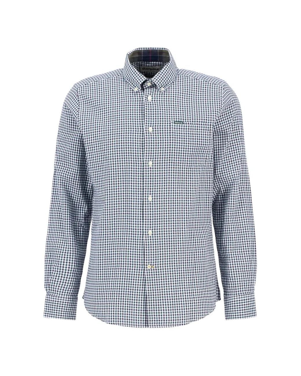 Barbour Blue Padshaw Gingham-Check Button-Down Shirt for men