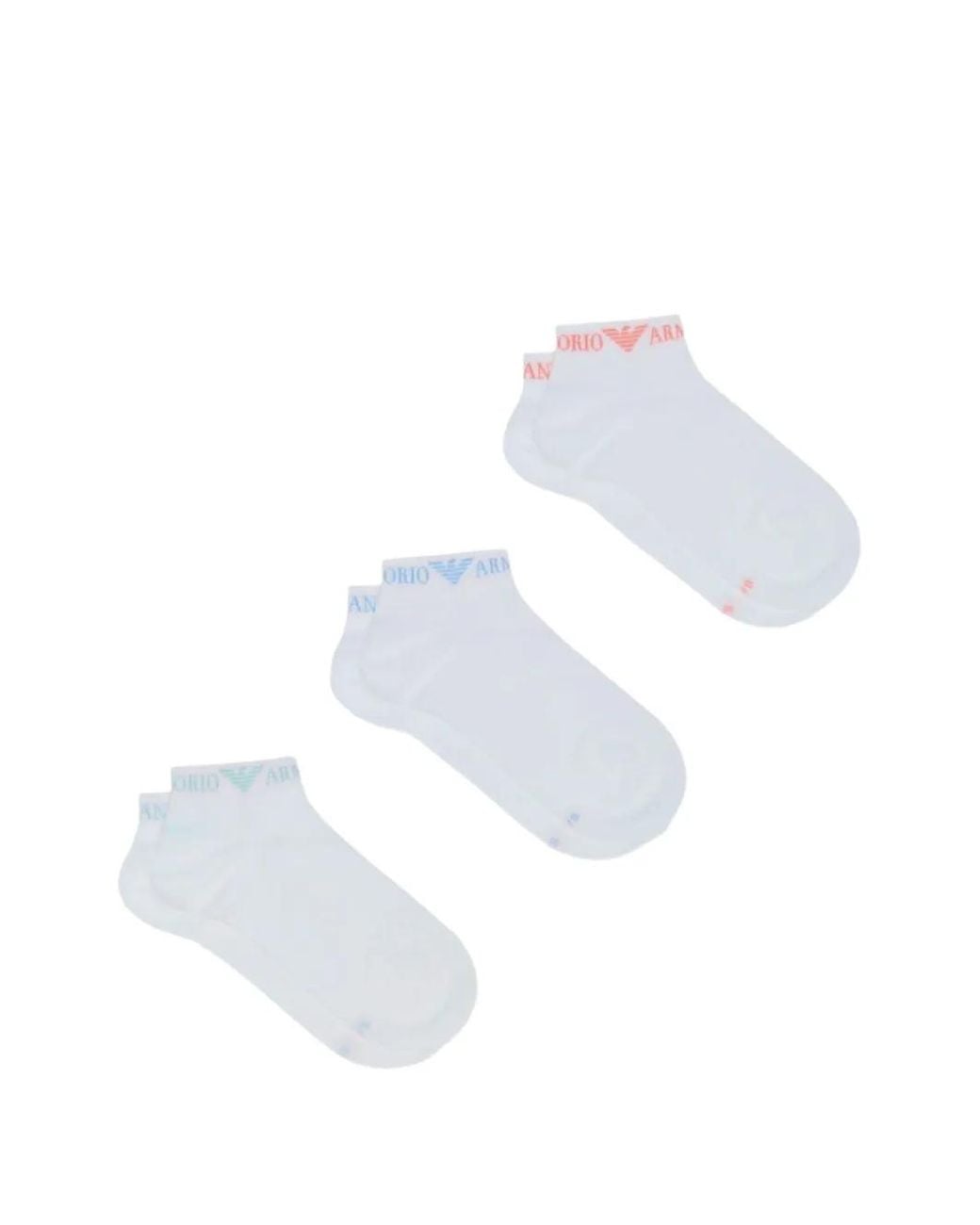 Emporio Armani White Three-Pack Of Extended Logo Ankle Socks for men
