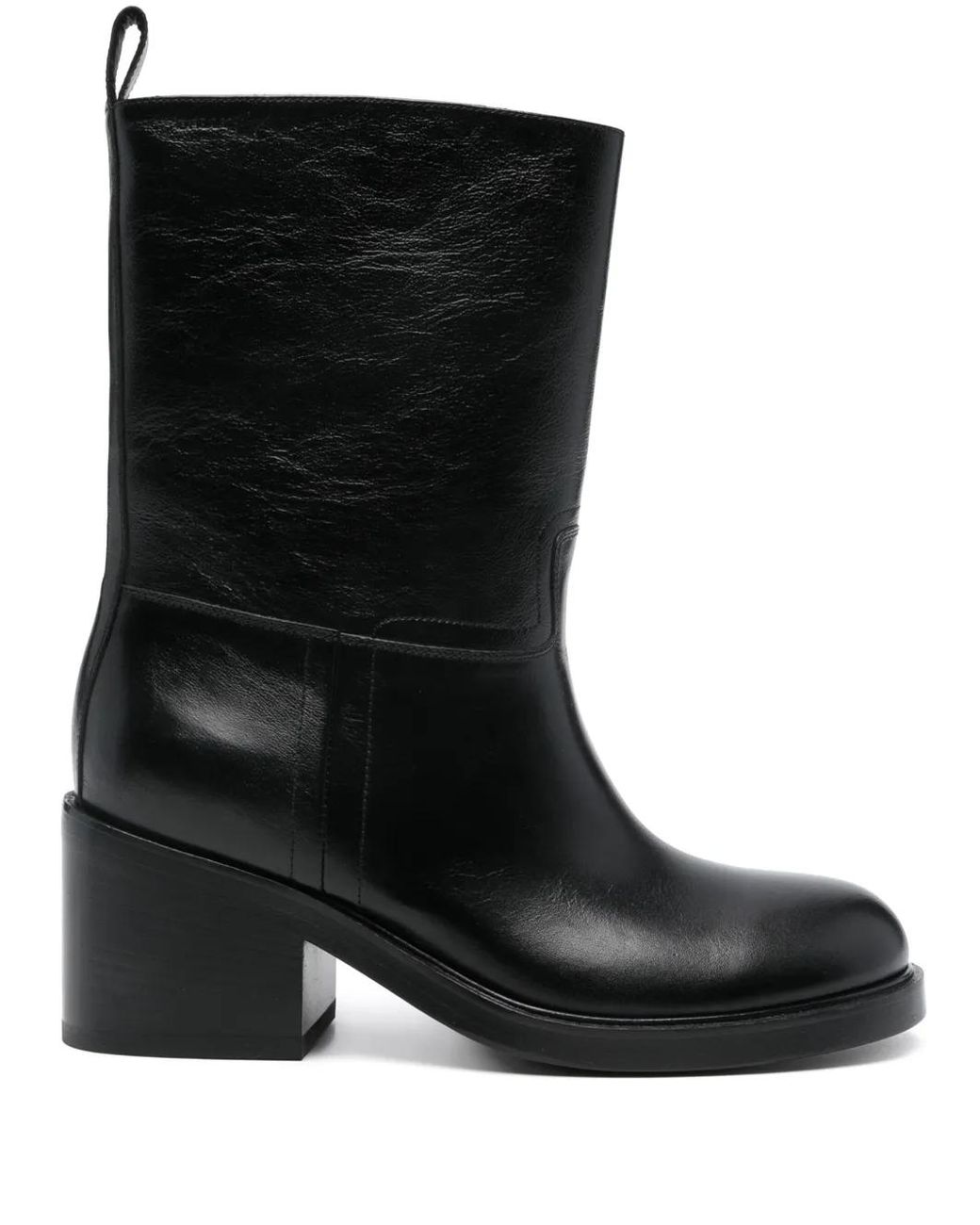 Bally Black Block Heel Seam Detail Leather Ankle Boots