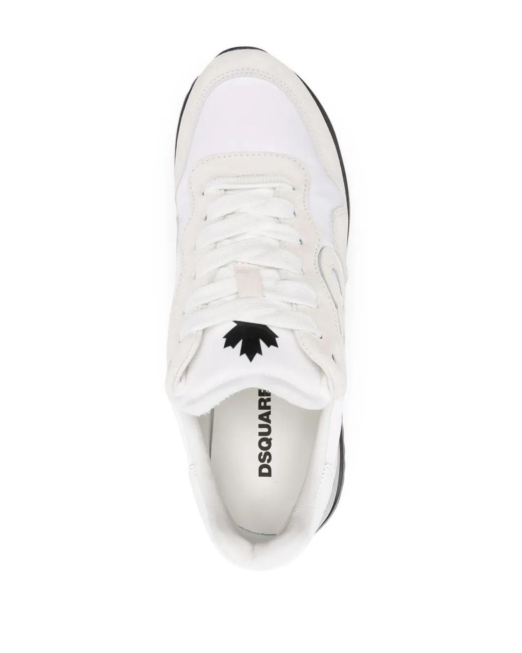 DSquared² White Logo-Patch Leather Lace-Up Sneakers