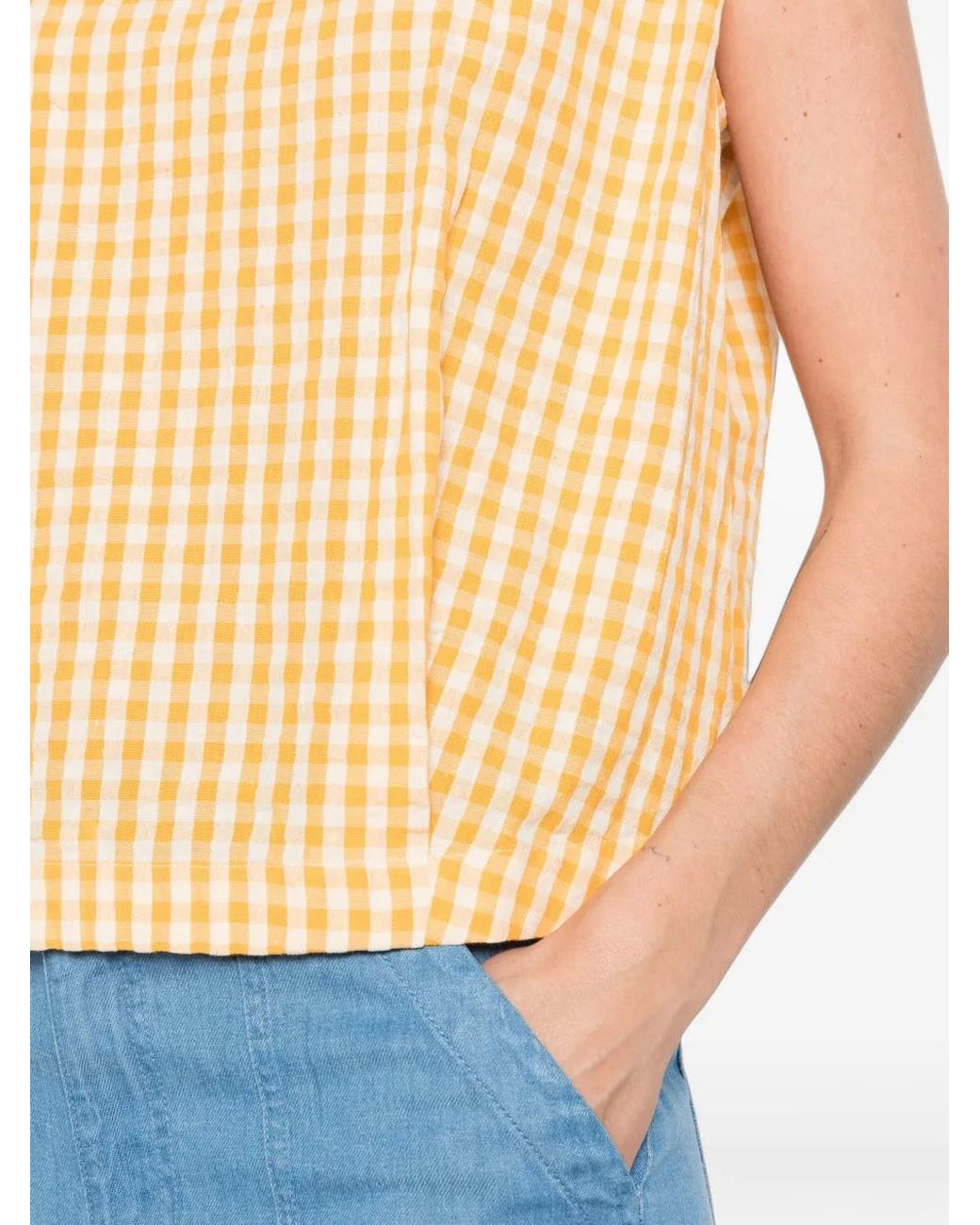 MAISON 123 Blue Doree Gingham Sleeveless Top