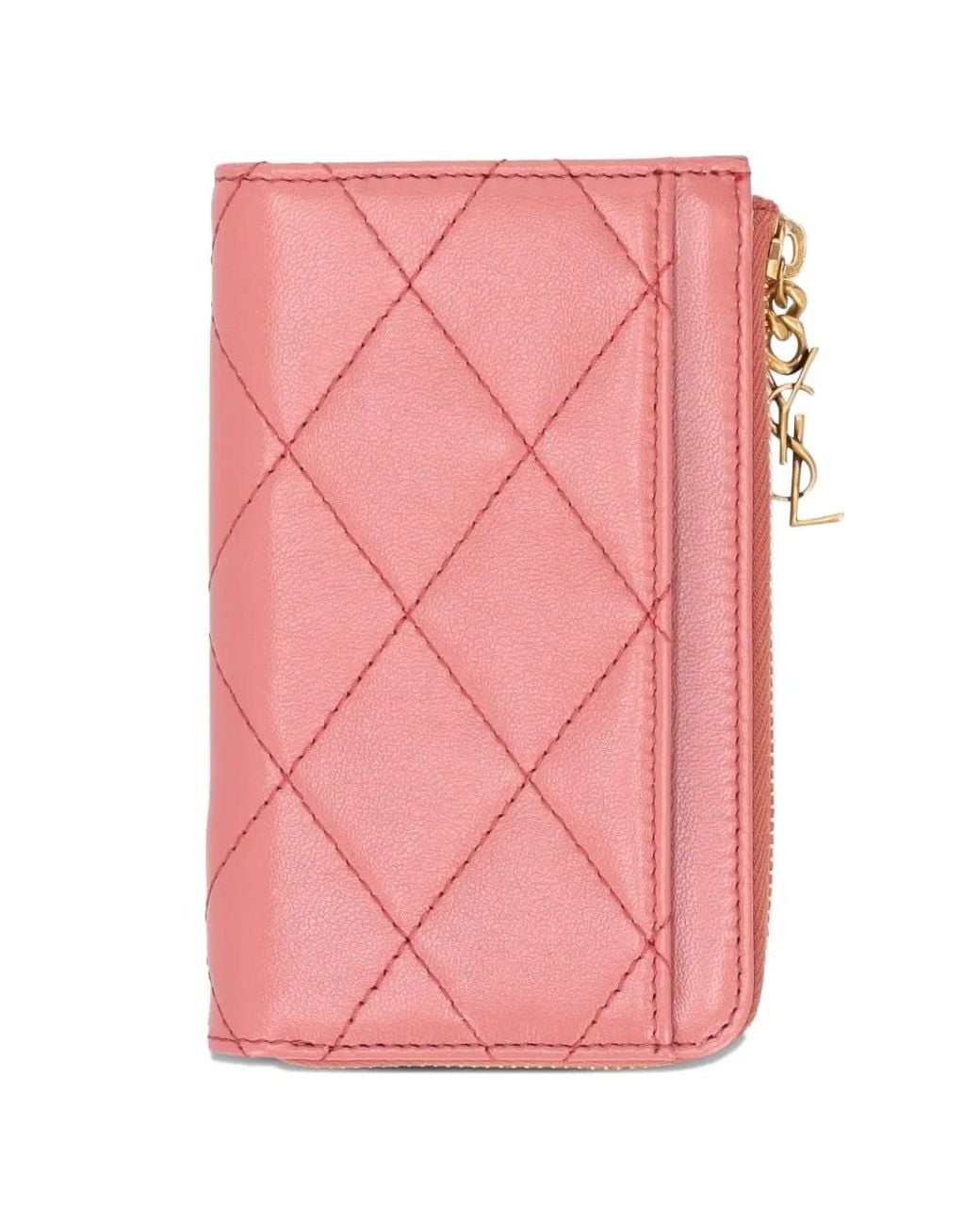 Saint Laurent Pink Cassandre Bijou Zip Card Case