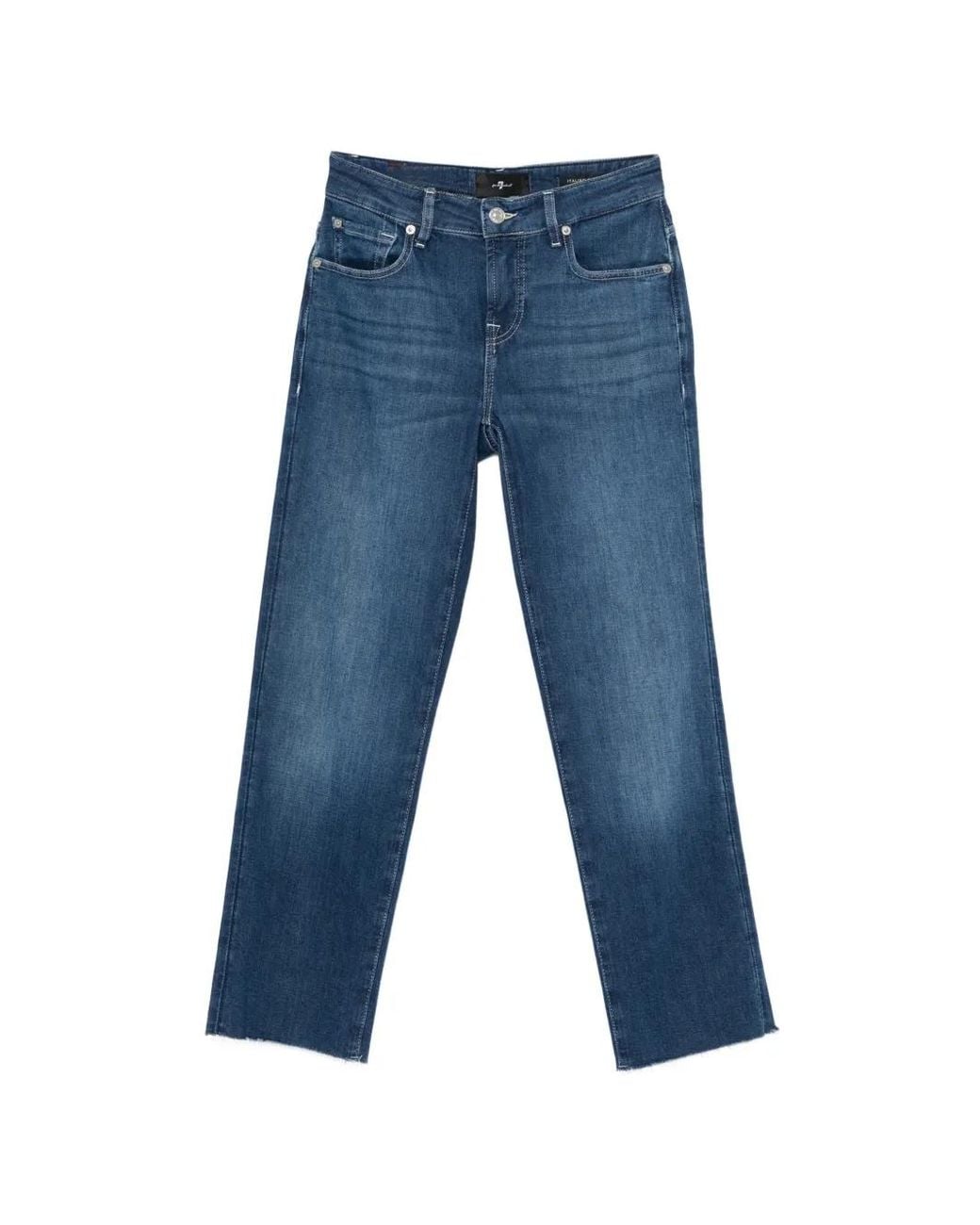 7 For All Mankind Blue Five-Pockets Straight Jeans
