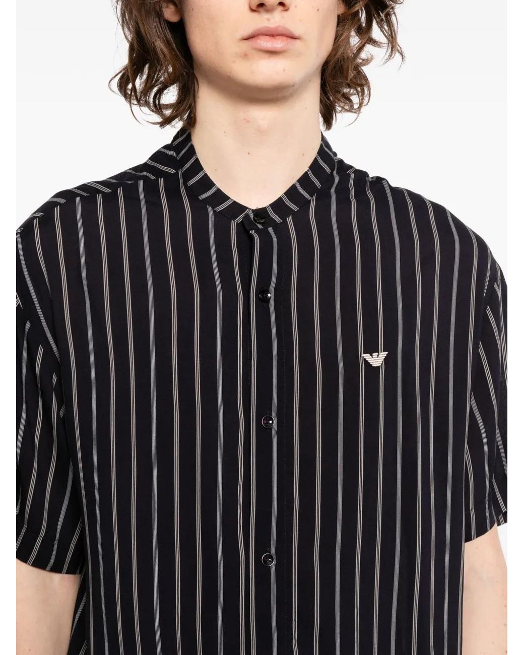 Emporio Armani Buttoned Shirt in Black for Men | Lyst