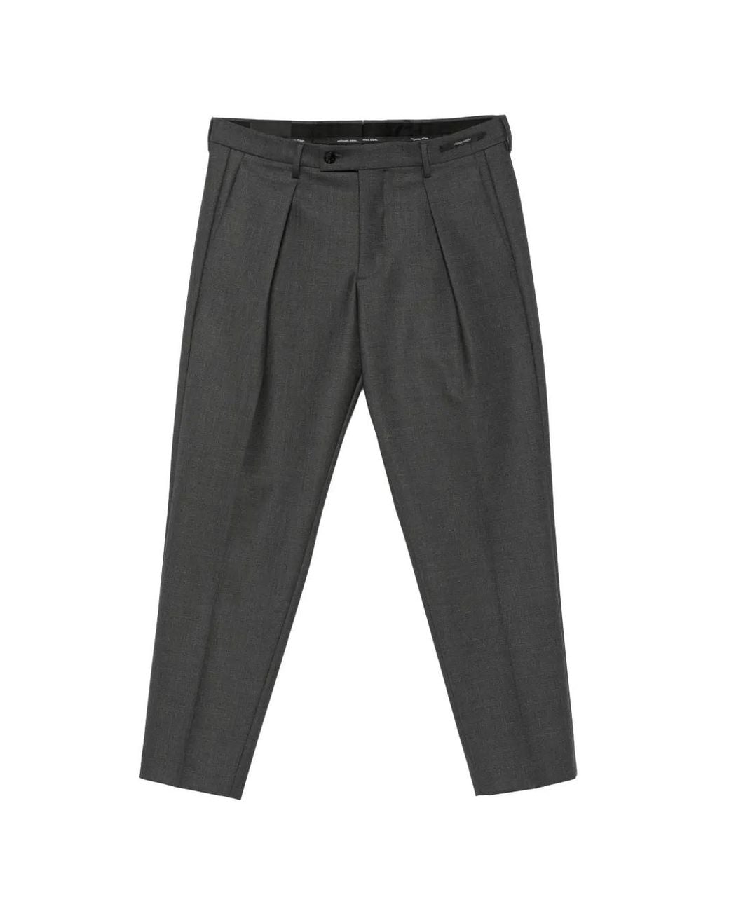 Michael Coal Gray Freddy Pleated-Detail Turn-Up Trousers for men