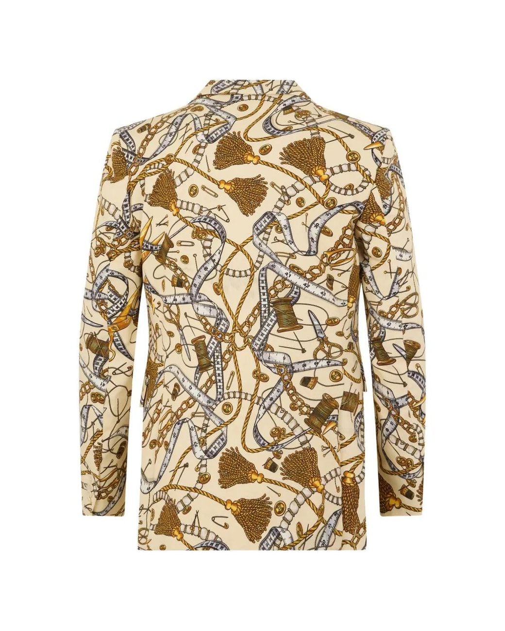 Moschino White Single-Breasted Printed Blazer for men