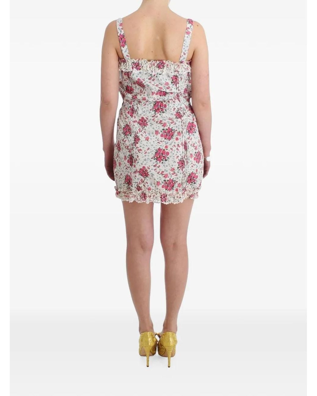 Ermanno Scervino Red Floral-Print Ruffled Mini Dress
