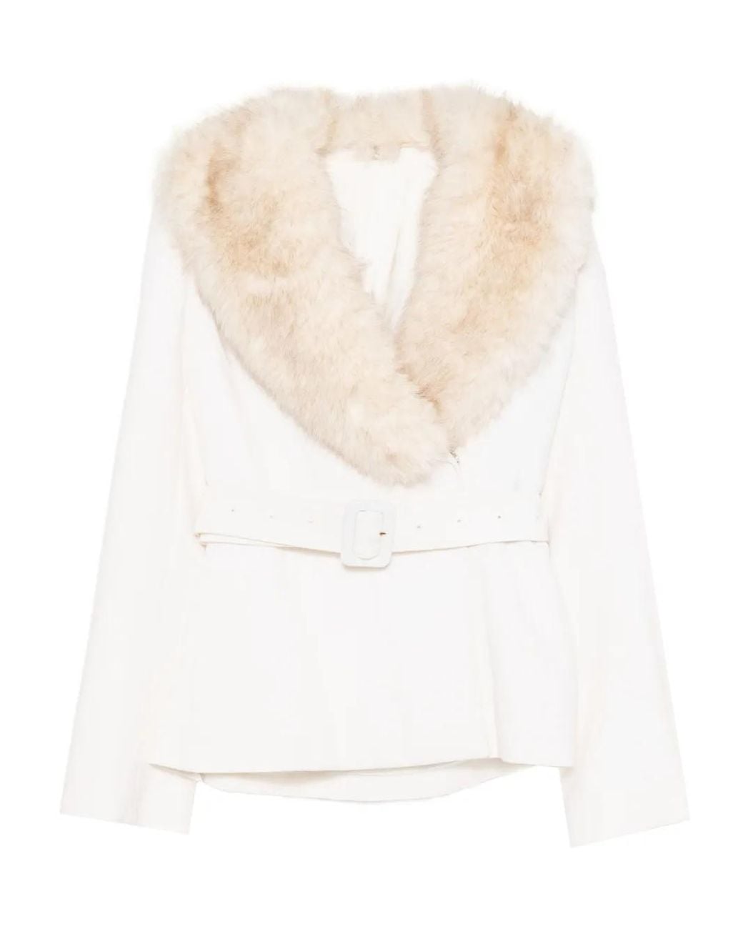 Saiid Kobeisy White Fur-Trimmed Jacket