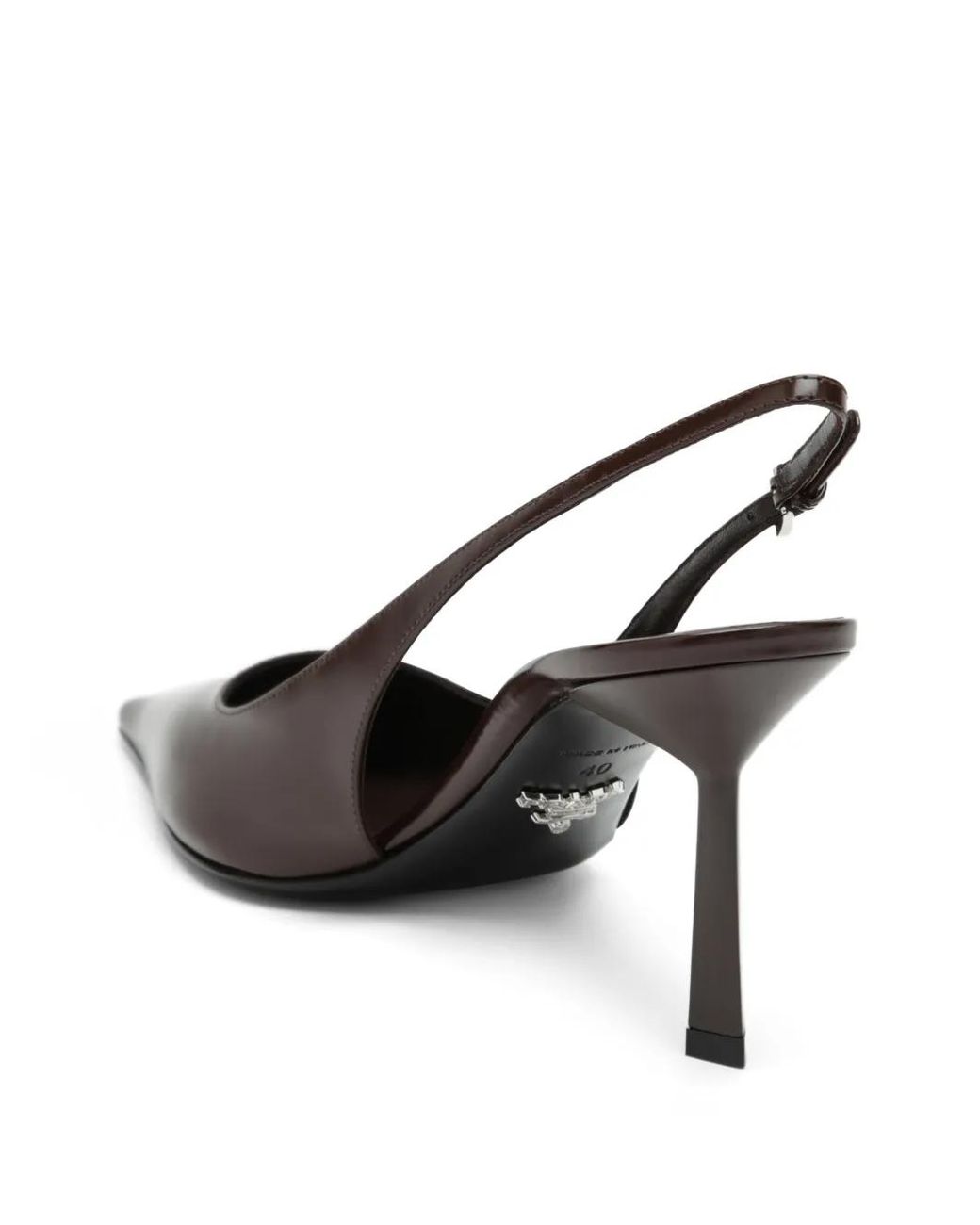 Prada Brown Brushed Leather Slingback Pumps