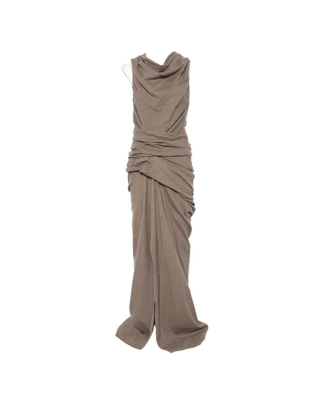 Rick Owens Natural Draped Asymmetric Dress