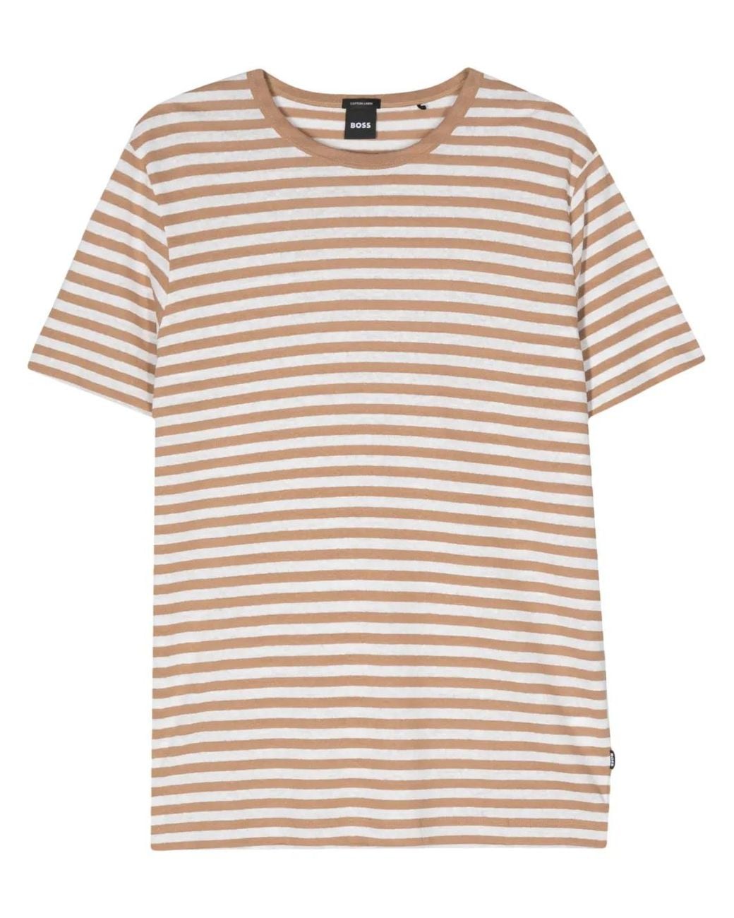 Boss Natural Short-Sleeves Striped T-Shirt for men