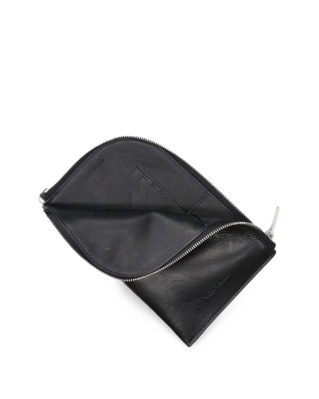 Rick Owens Black Portefeuille En Cuir À Fermeture Zippée