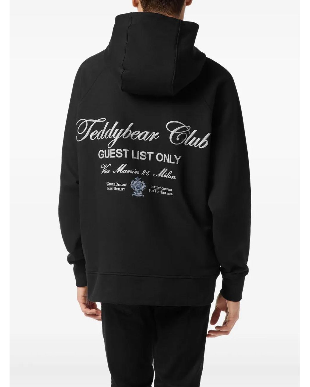 Philipp Plein Black Hoodie Teddy Waiter for men