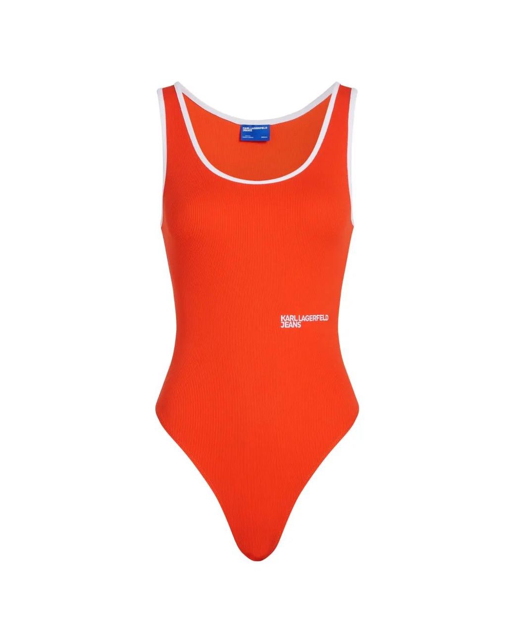 Karl Lagerfeld Red Ribbed Bodysuit