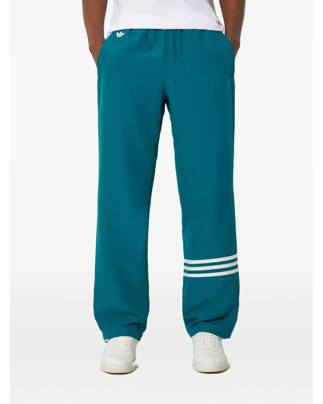 Adidas Blue Three-Stripe Track Pants for men