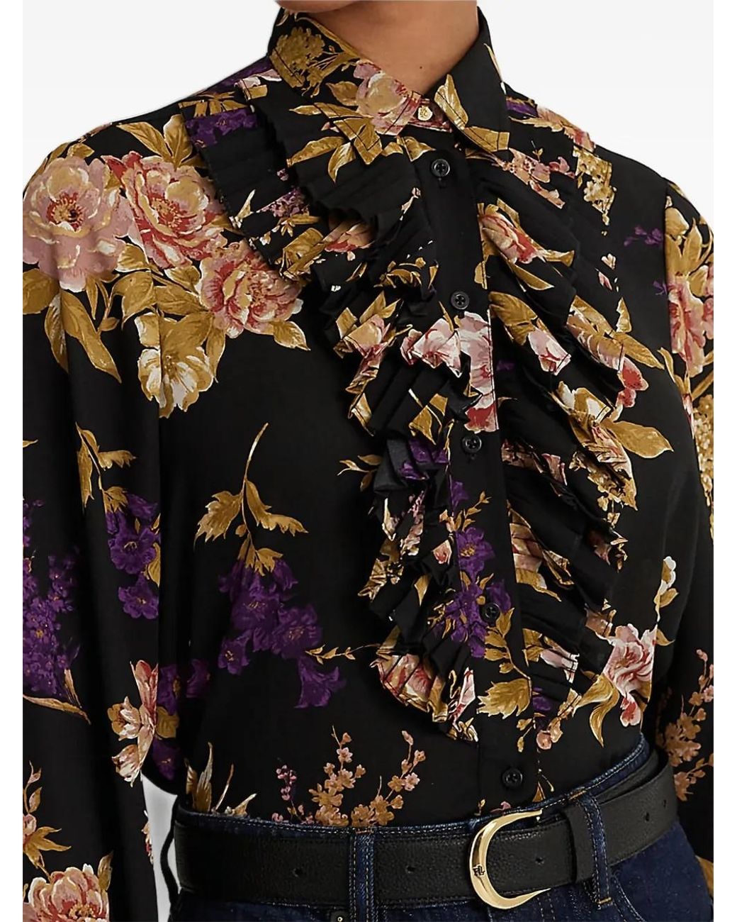 Ralph Lauren Black Floral-Print Shirt