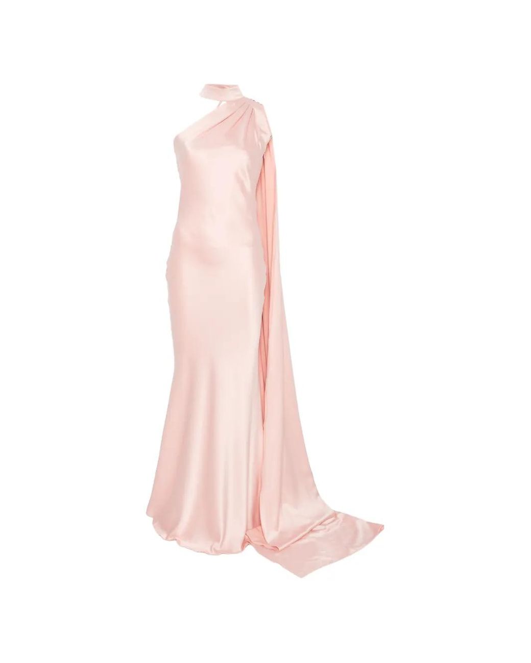 ACTUALEE Pink Draped Single-Shoulder Gown