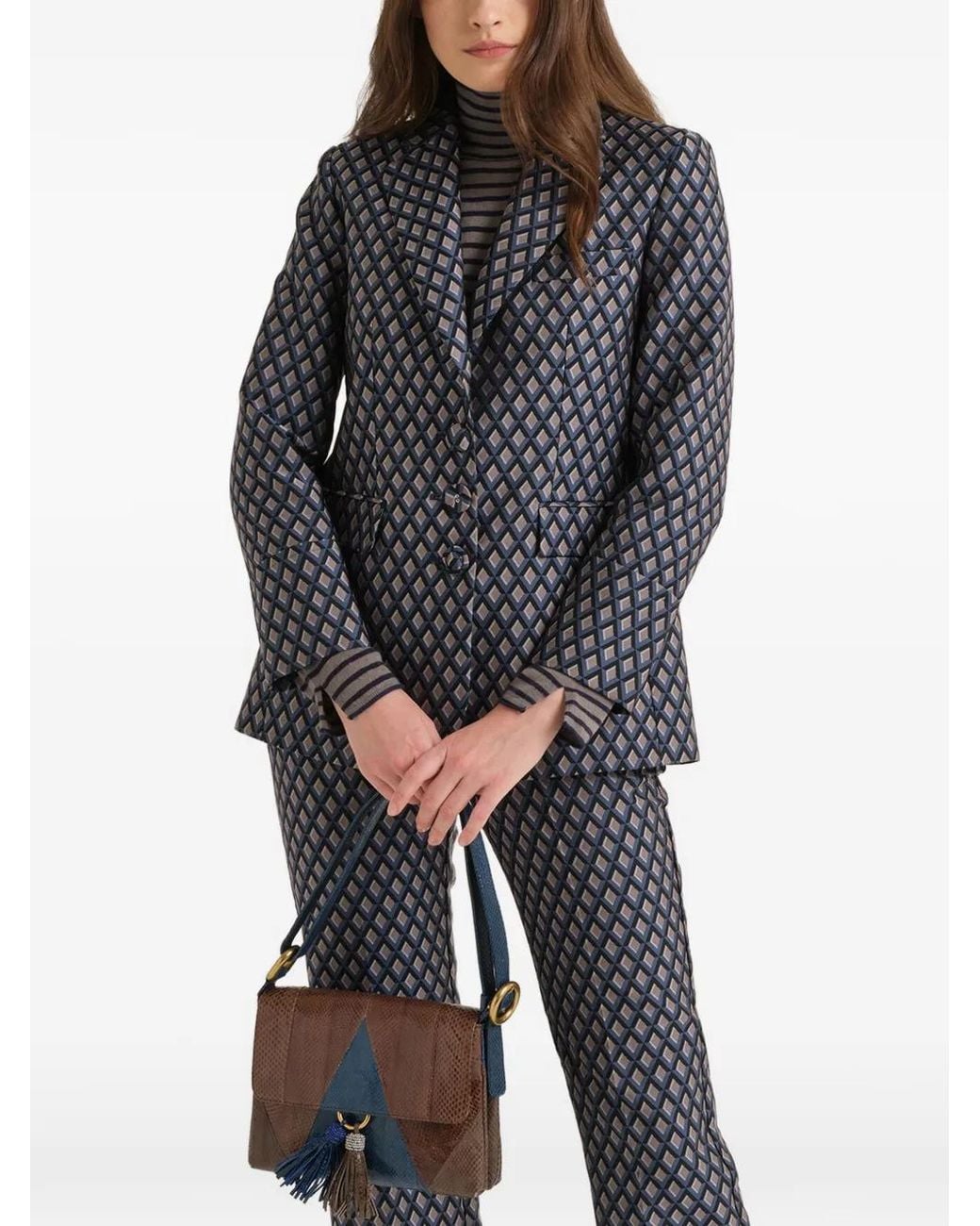 Maliparmi Black Geometric Jacquard Blazer