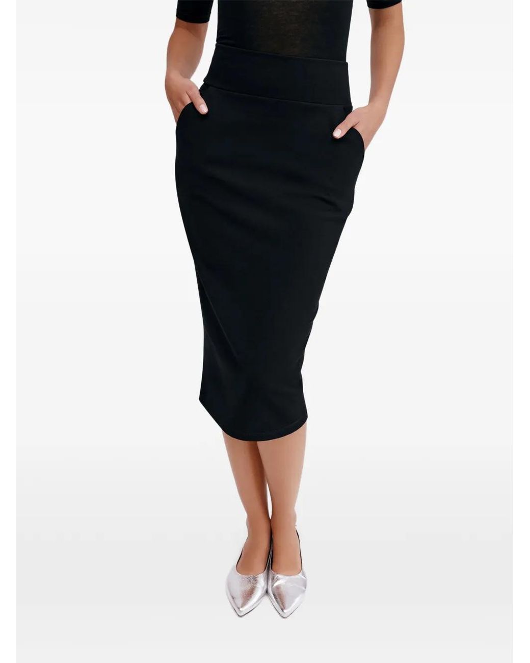 MARCELLA Black Vesey Side-Pocket Midi Skirt