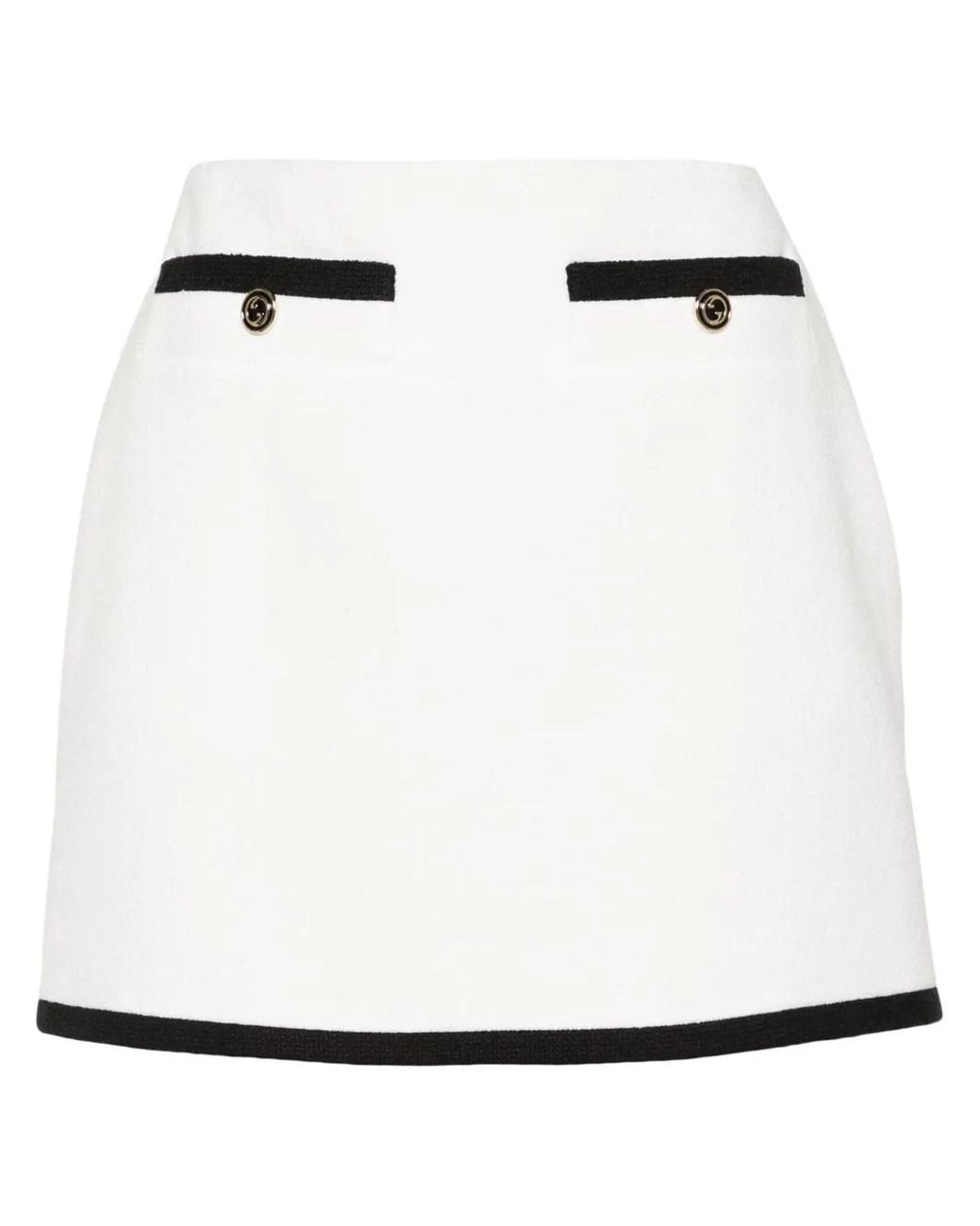 Gucci White Cotton Tweed Skirt