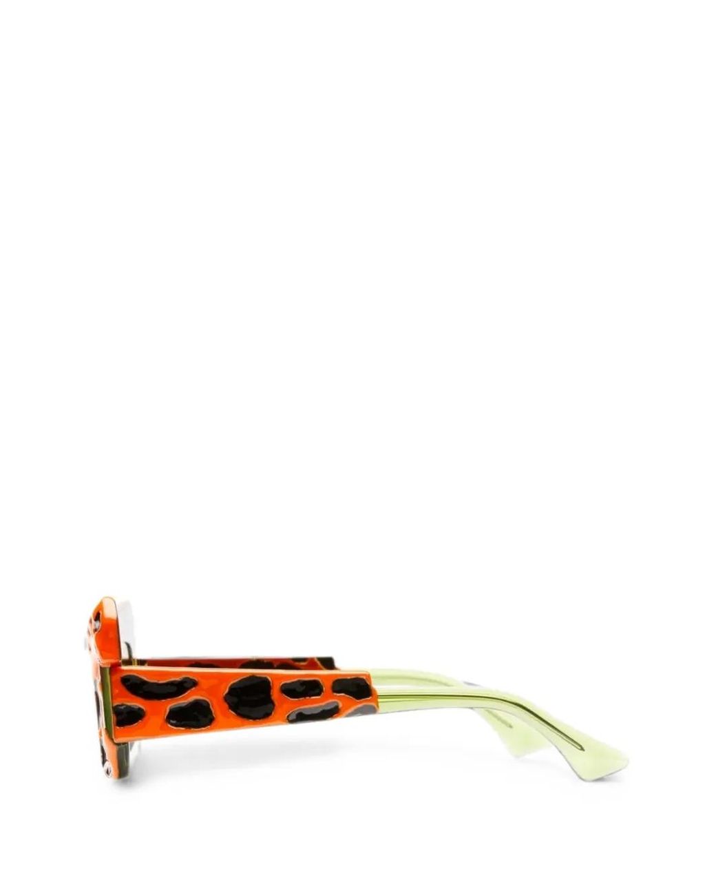Kuboraum Green Leopard-Print Rectangle-Frame Sunglasses for men