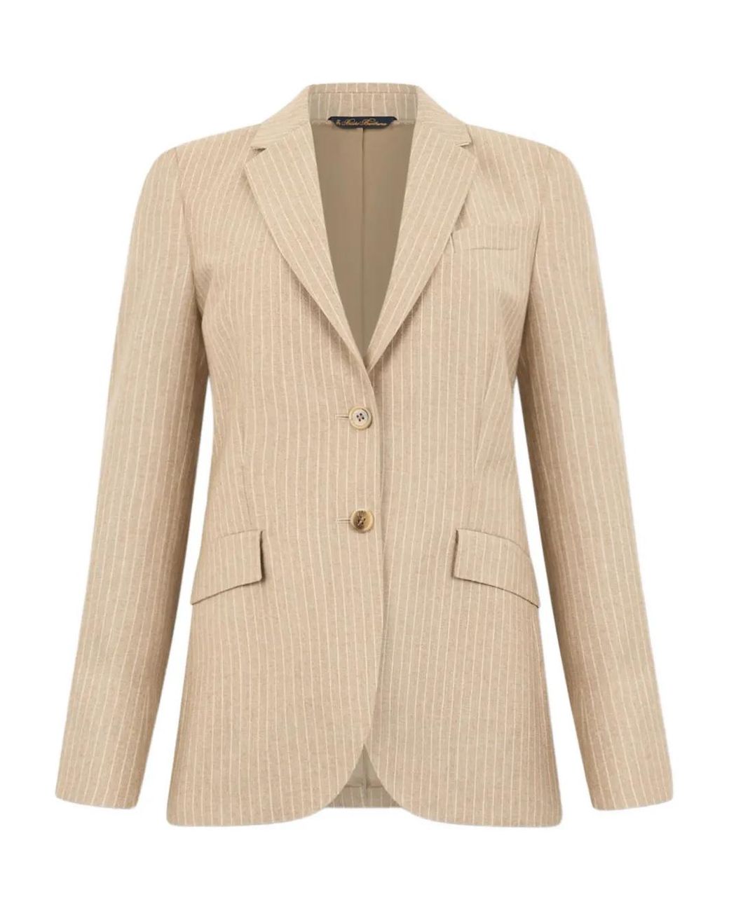 Brooks Brothers Natural Striped-Pattern Virgin-Wool Blazer