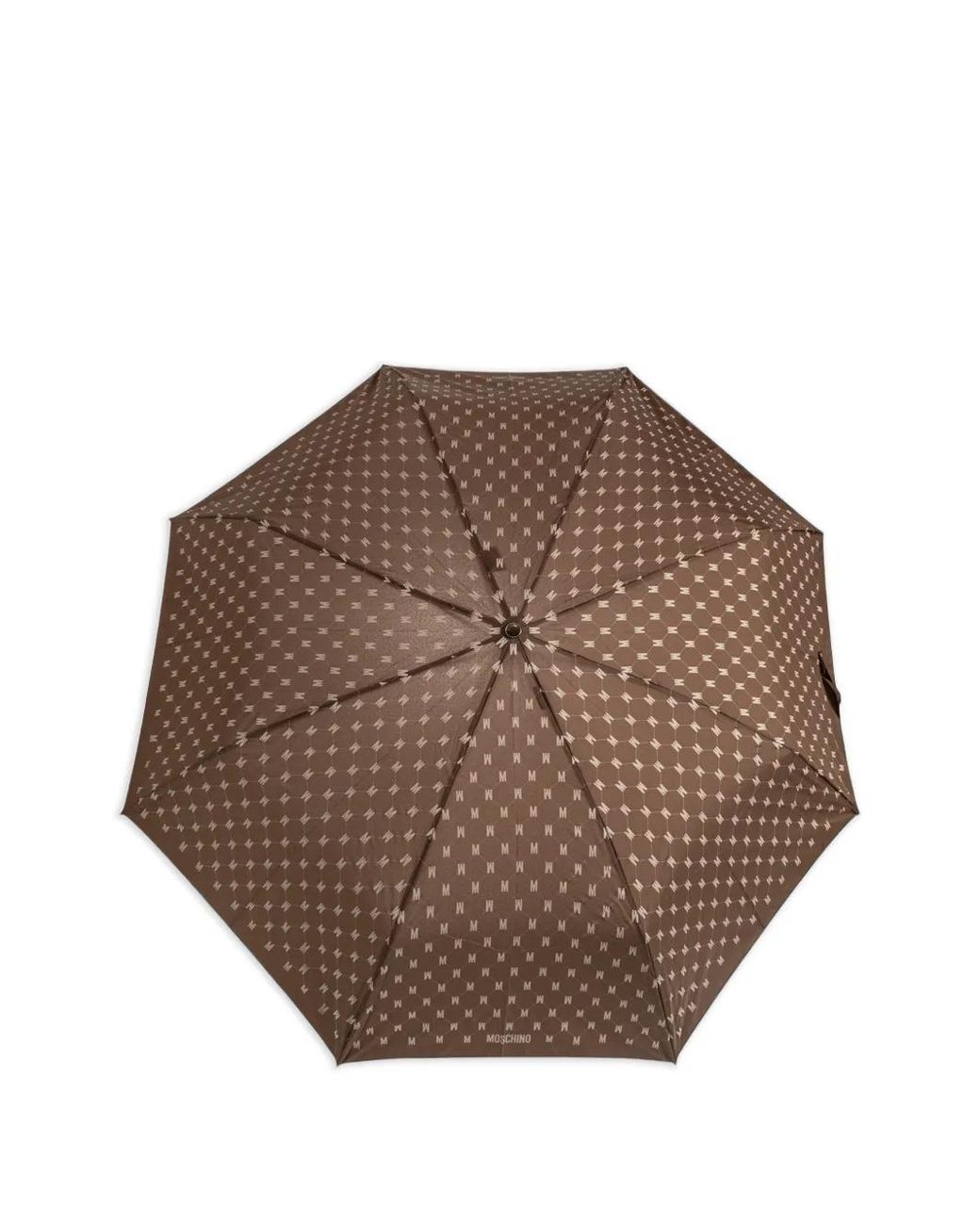 Moschino Brown Monogram-Print Folding Umbrella