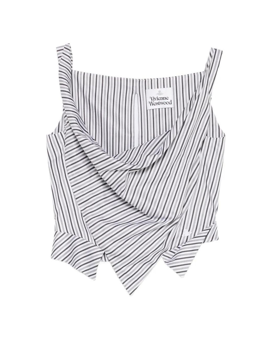 Vivienne Westwood White Stripe-Print Draped Top