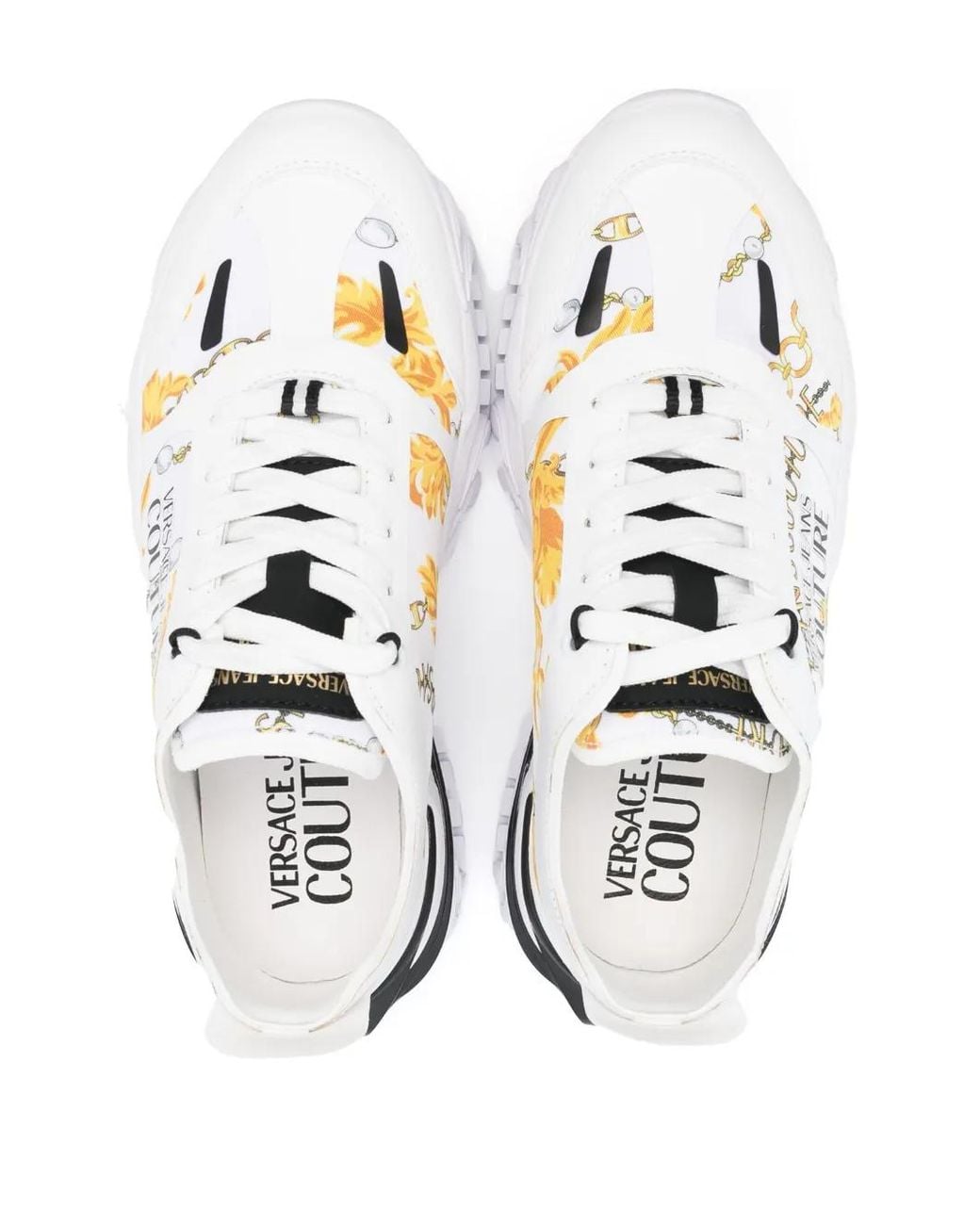 Versace Jeans Couture White Baroque Sneakers In Nylon And Synthetic Leather for men