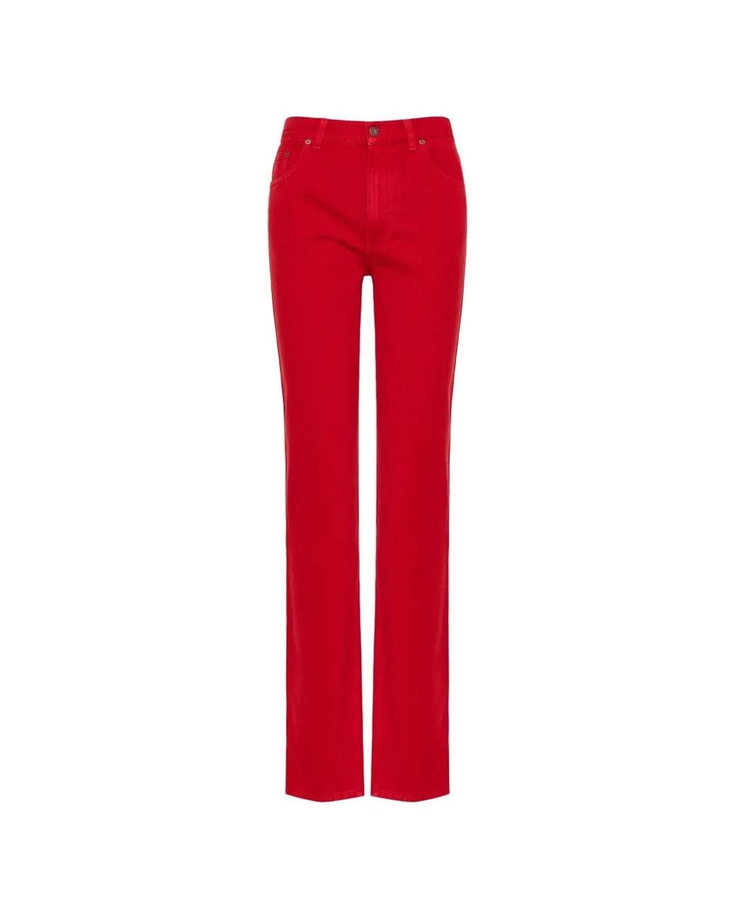 Chloé Red Log-Patch Straight-Leg Jeans