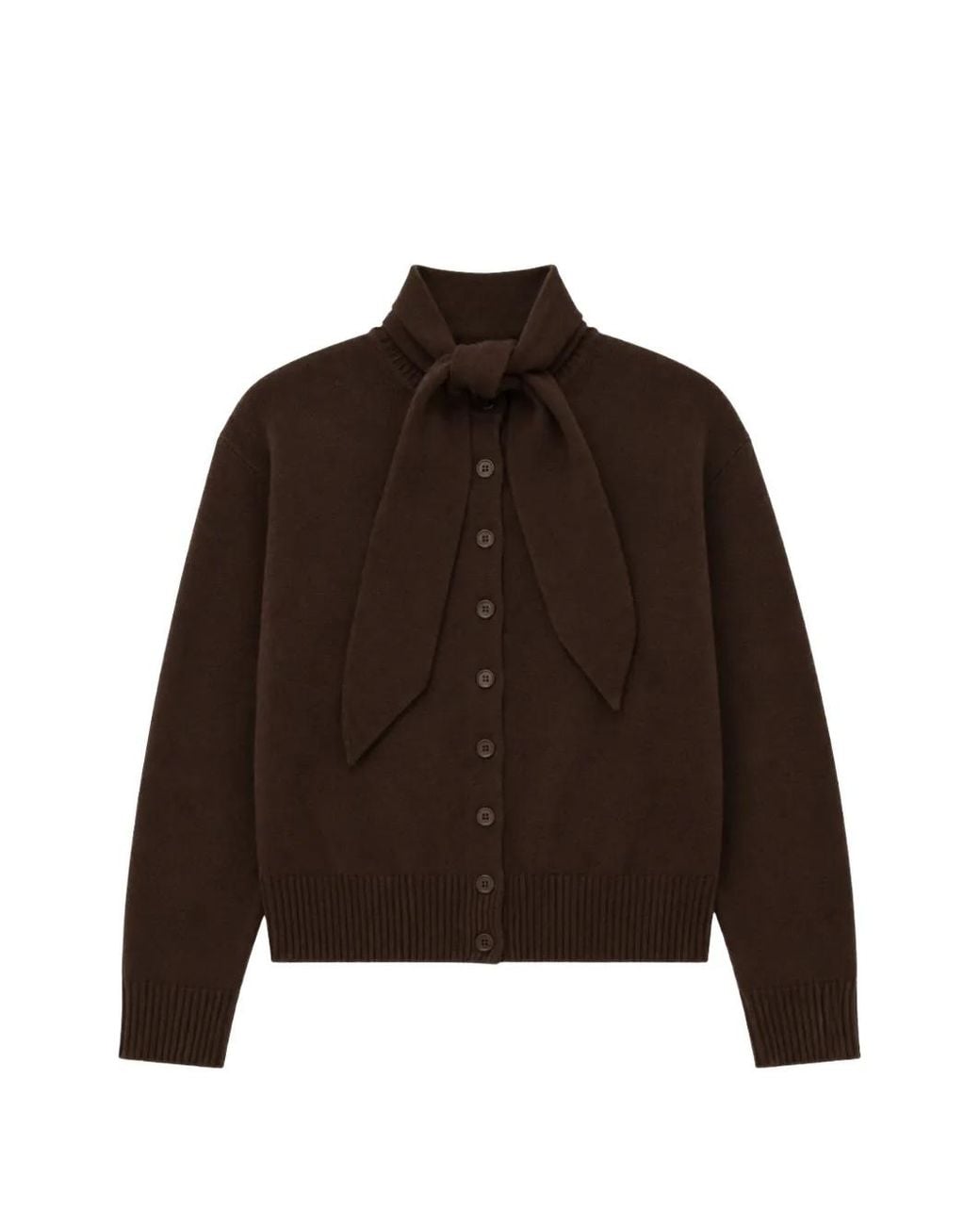 Chinti & Parker Brown Tie-Neck Button-Up Cardigan