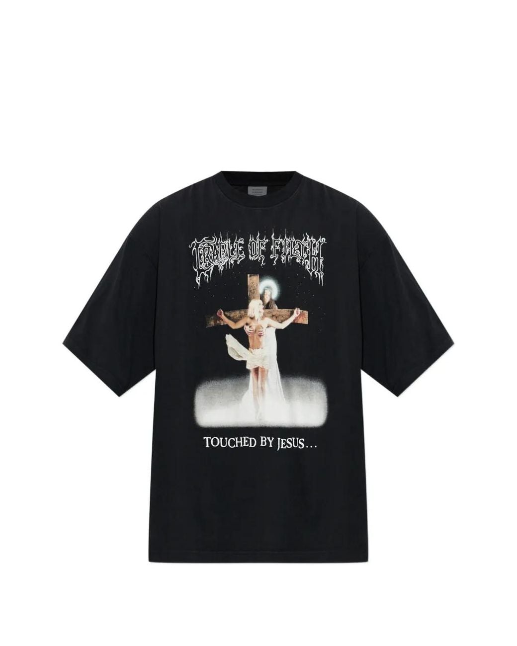Vetements Black Graphic-Print Oversized T-Shirt for men