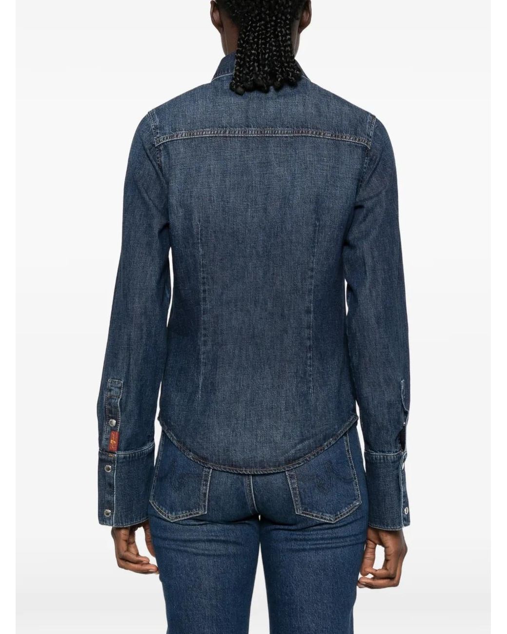 7 For All Mankind Blue Chemise En Jean