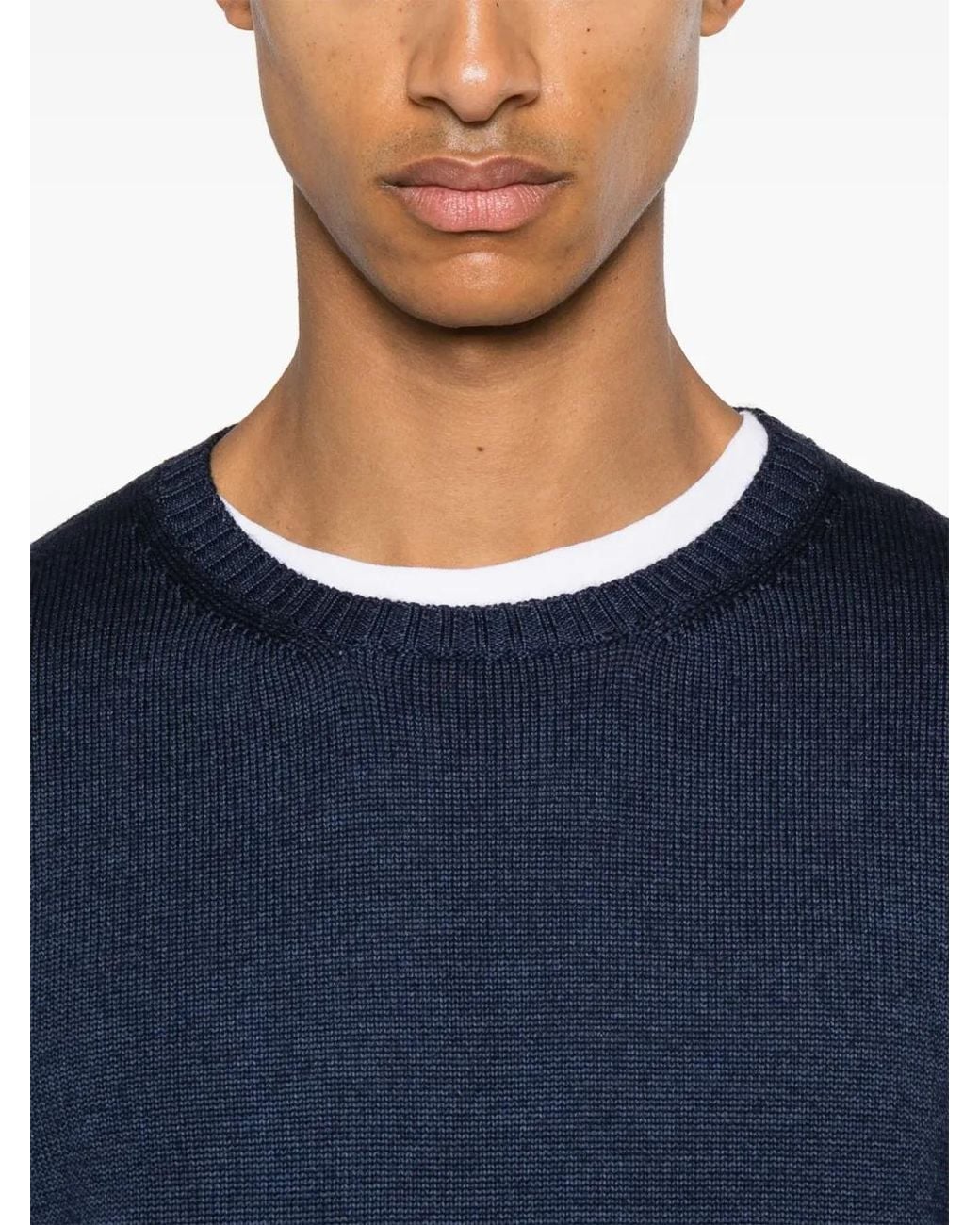 Fedeli Blue Merino-Wool Sweater for men