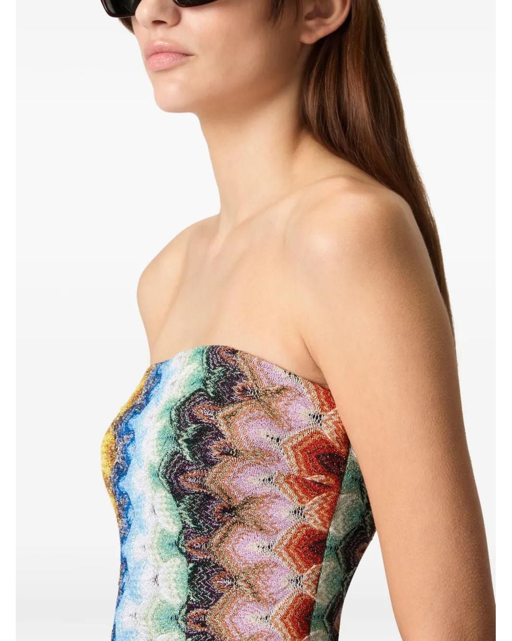 Missoni Blue Zigzag Strapless Mini Dress
