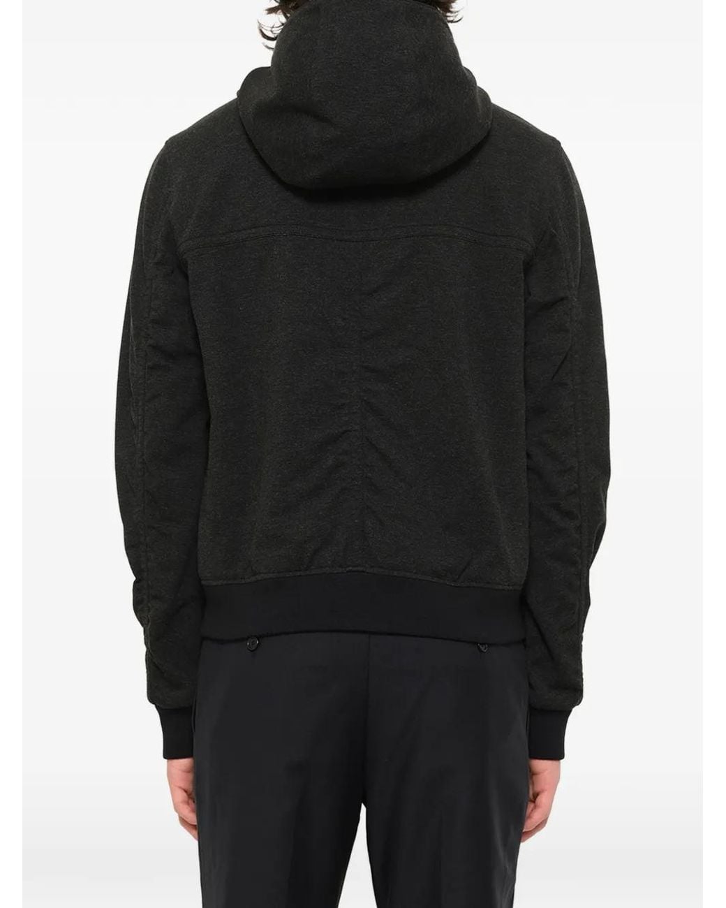 Wooyoungmi Black Hooded Zip-Up Track Jacket for men