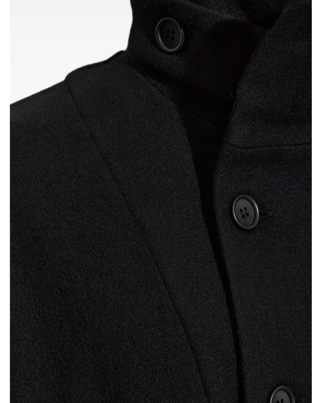 Yohji Yamamoto Black Stand-Up Collar Button-Front Coat for men