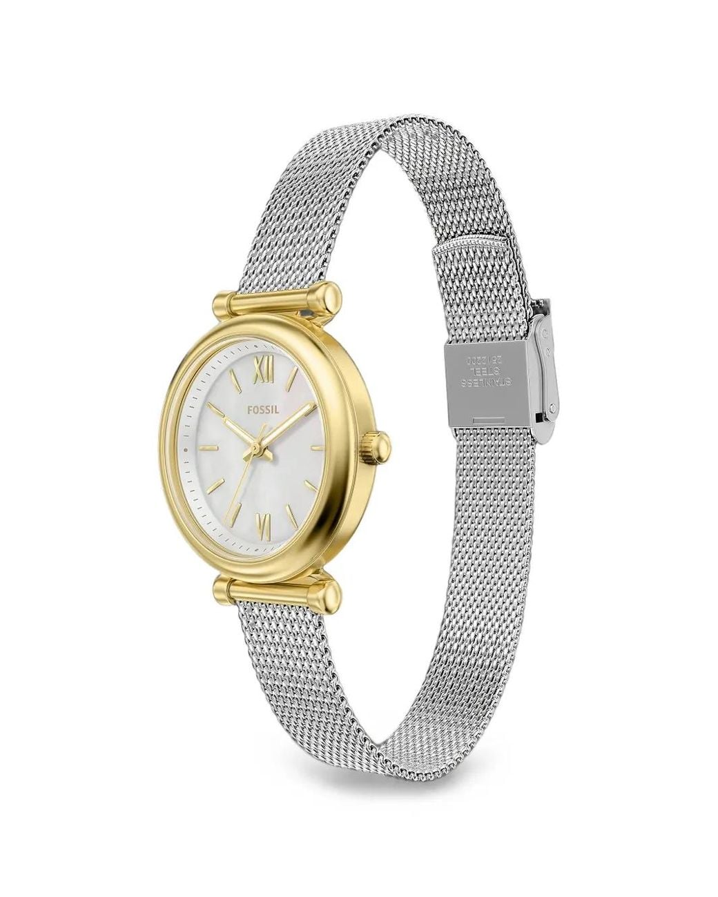 Fossil White Carlie Mesh 28Mm Watch