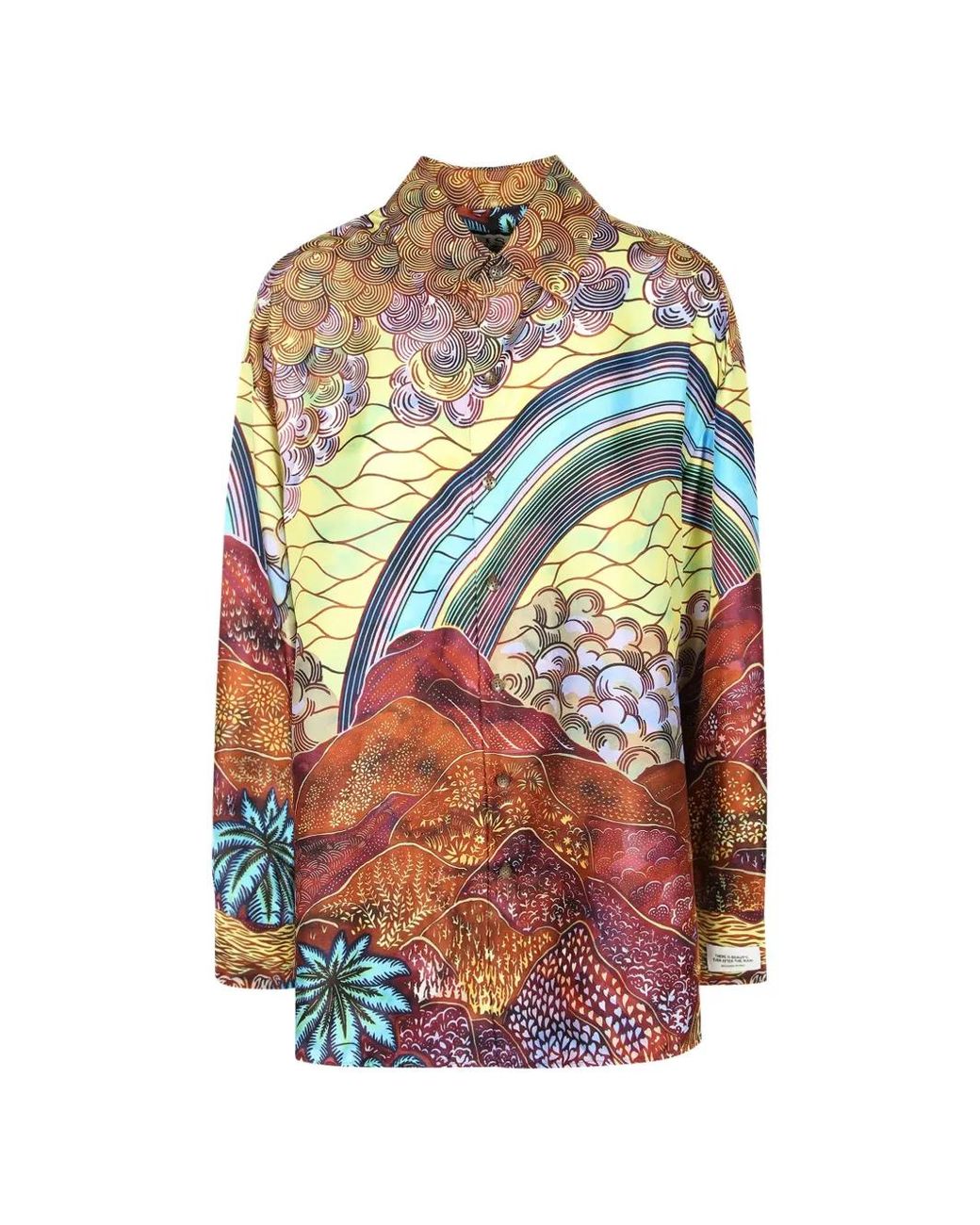 VLISCO DIALOGUES Gray Landscape-Print Long-Sleeve Shirt for men